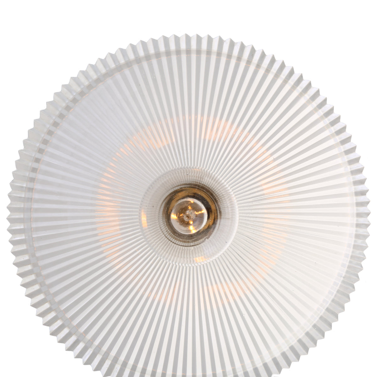 Round ribbed glass flush mount ceiling light fixture with central bulb