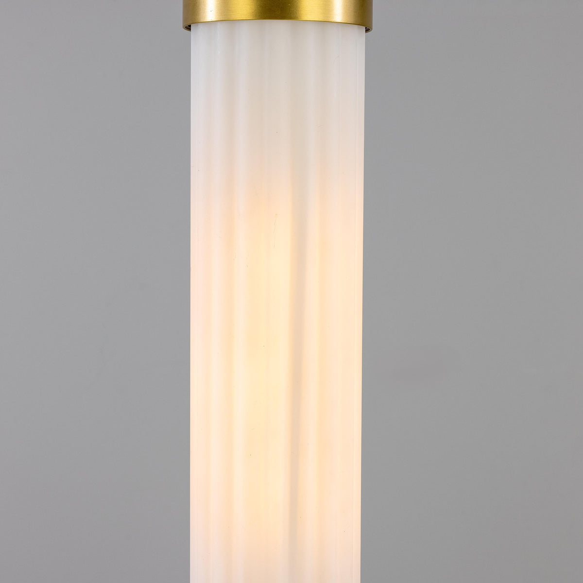 Louise IP44 Vintage Rippled Opal Glass and Brass Bathroom Pendant in Satin Brass
