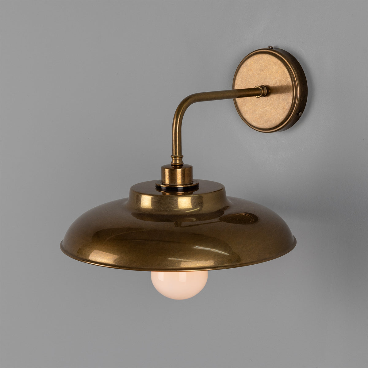 Darya IP65 Brass Wall Light in Antique Brass with Opal Glass Diffuser