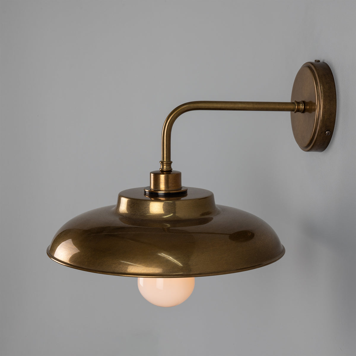 Darya IP65 Brass Wall Light in Antique Brass with Opal Glass Diffuser