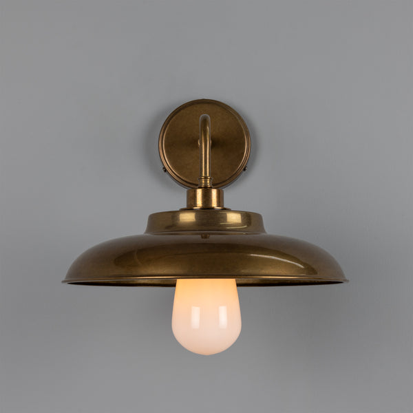 Darya IP65 Brass Wall Light in Antique Brass with Opal Glass Diffuser