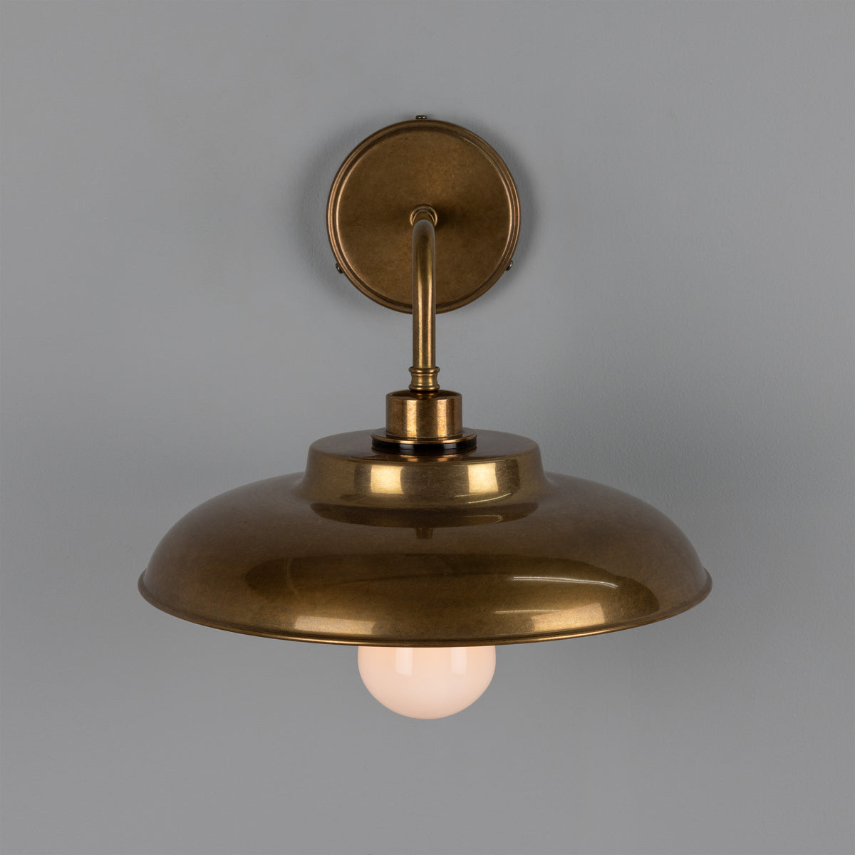 Darya IP65 Brass Wall Light in Antique Brass with Opal Glass Diffuser
