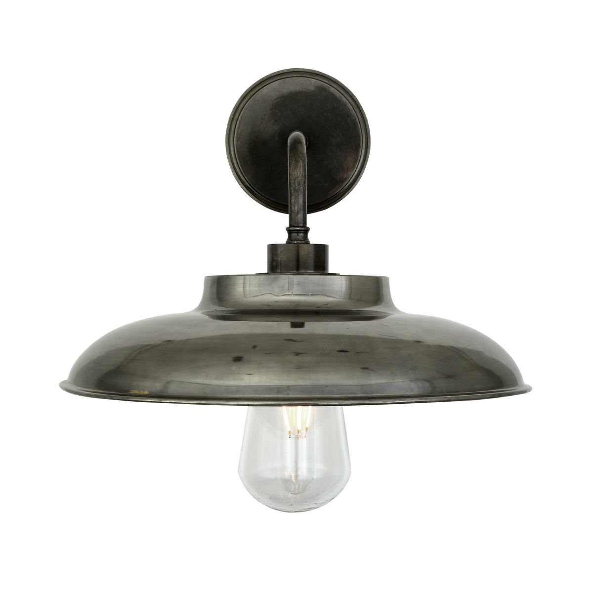 Darya IP65 Brass Wall Light in Antique Silver with Clear Glass Diffuser