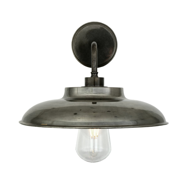 Darya IP65 Brass Wall Light in Antique Silver with Clear Glass Diffuser