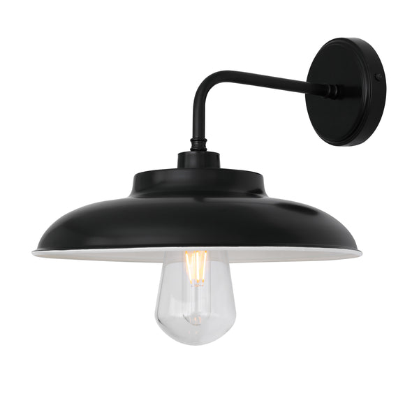 Darya IP65 Brass Wall Light in Matte Black with Clear Glass Diffuser