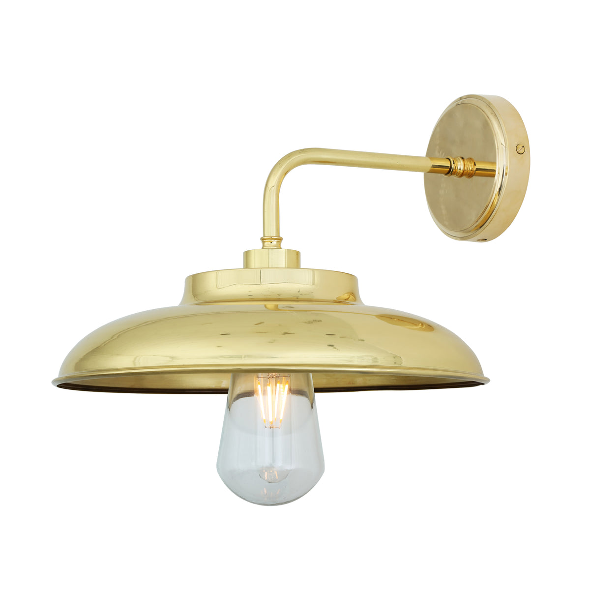 Darya IP65 Brass Wall Light in Polished Brass with Clear Glass Diffuser
