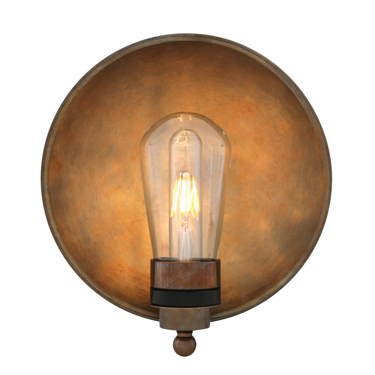 Galit IP65 Brass Dish Wall Light in Antique Brass