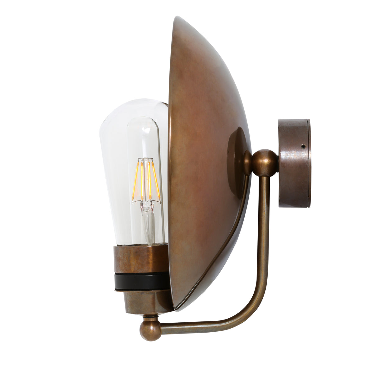 Galit IP65 Brass Dish Wall Light in Antique Brass