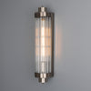 Louise Vintage Brass IP44 Wall Light with Rippled Glass in Antique Silver