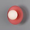 Aosta IP65 Brass Disc Bathroom Wall Light in Antique Pink with Opal Glass Globe