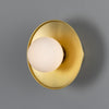 Aosta IP65 Brass Disc Bathroom Wall Light in Satin Brass with Opal Glass Globe