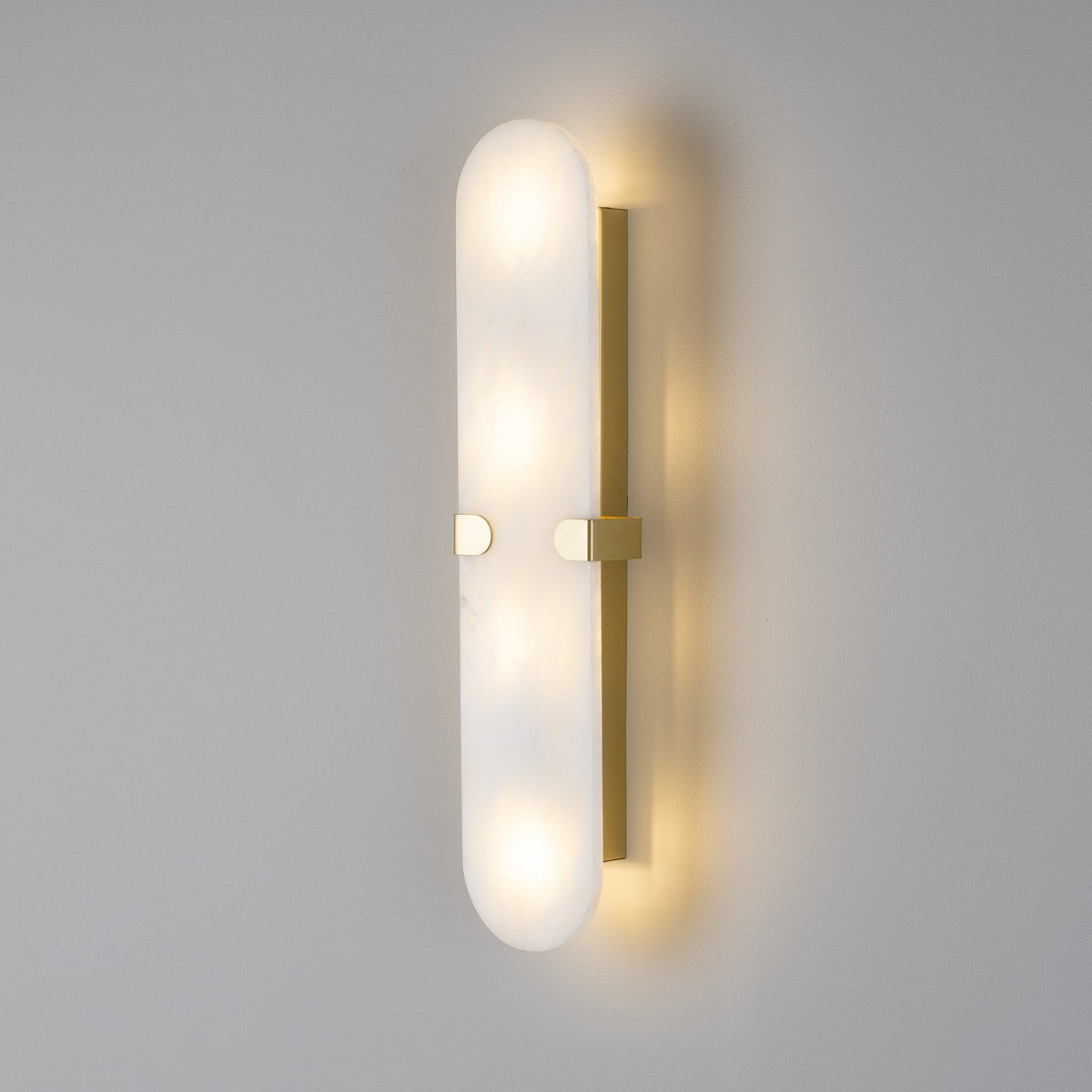 Lothian IP44 Oval Alabaster Wall Light with Satin Brass Detailing