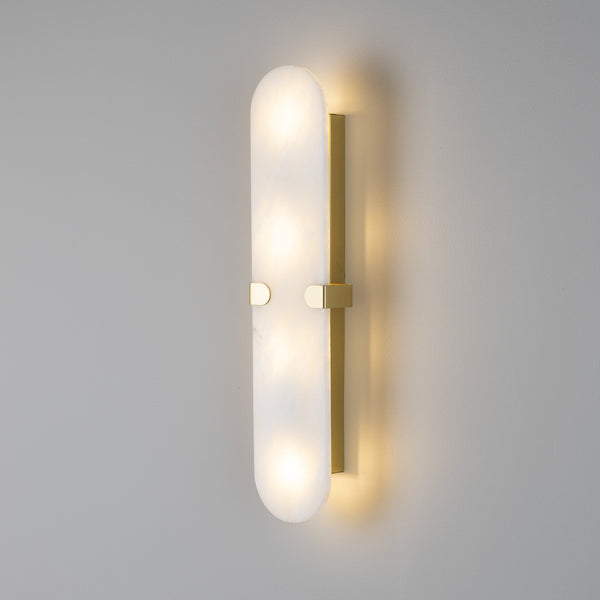 Lothian IP44 Oval Alabaster Wall Light with Satin Brass Detailing