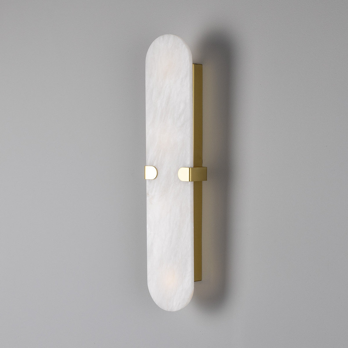Lothian IP44 Oval Alabaster Wall Light with Satin Brass Detailing