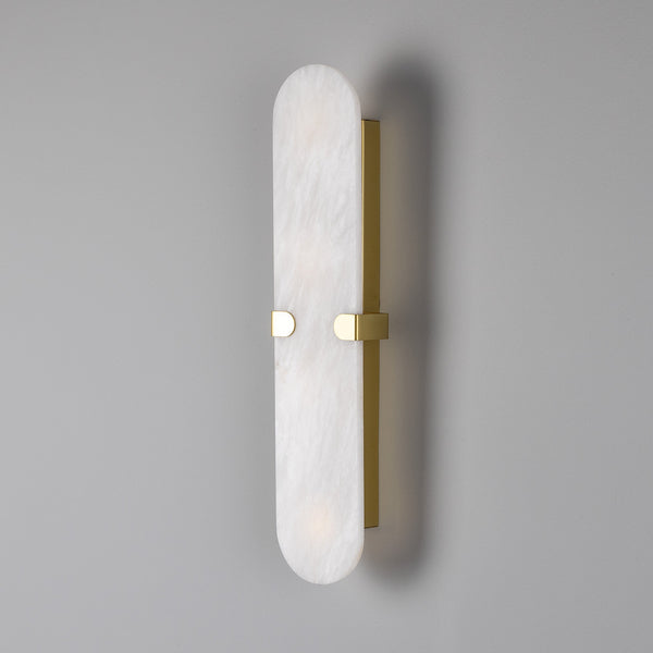 Lothian IP44 Oval Alabaster Wall Light with Satin Brass Detailing