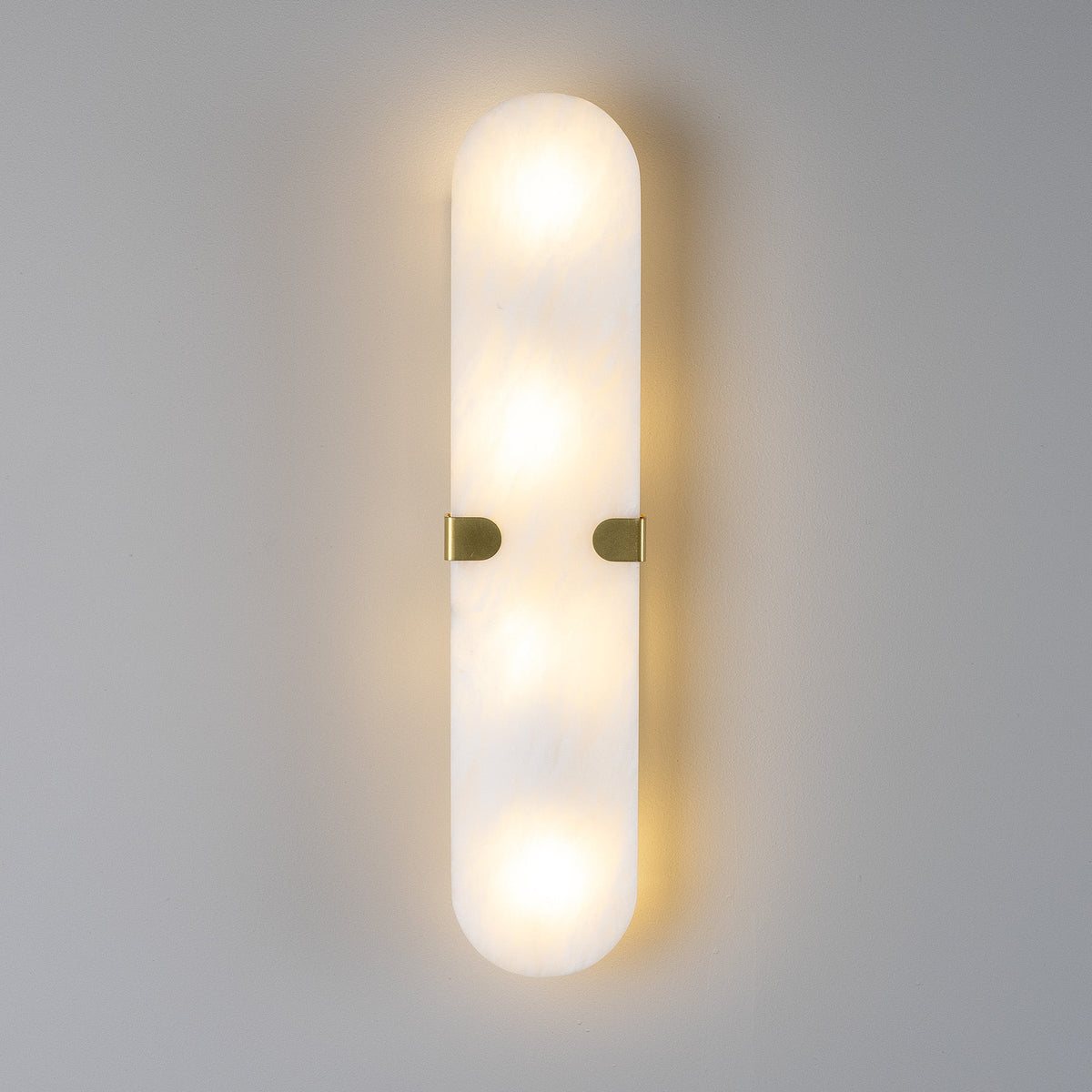 Lothian IP44 Oval Alabaster Wall Light with Satin Brass Detailing