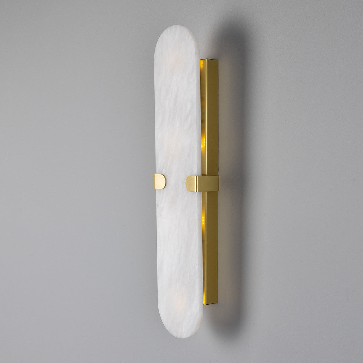 Lothian IP44 Oval Alabaster Wall Light with Satin Brass Detailing
