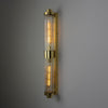 Double Louise Brass IP44 Wall Light with Rippled Clear Glass in Polished Brass