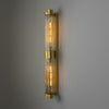 Double Louise Brass IP44 Wall Light with Rippled Clear Glass in Satin Brass