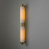 Double Louise Brass IP44 Wall Light with Rippled Opal Glass in Polished Brass