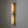 Double Louise Brass IP44 Wall Light with Rippled Opal Glass in Satin Brass