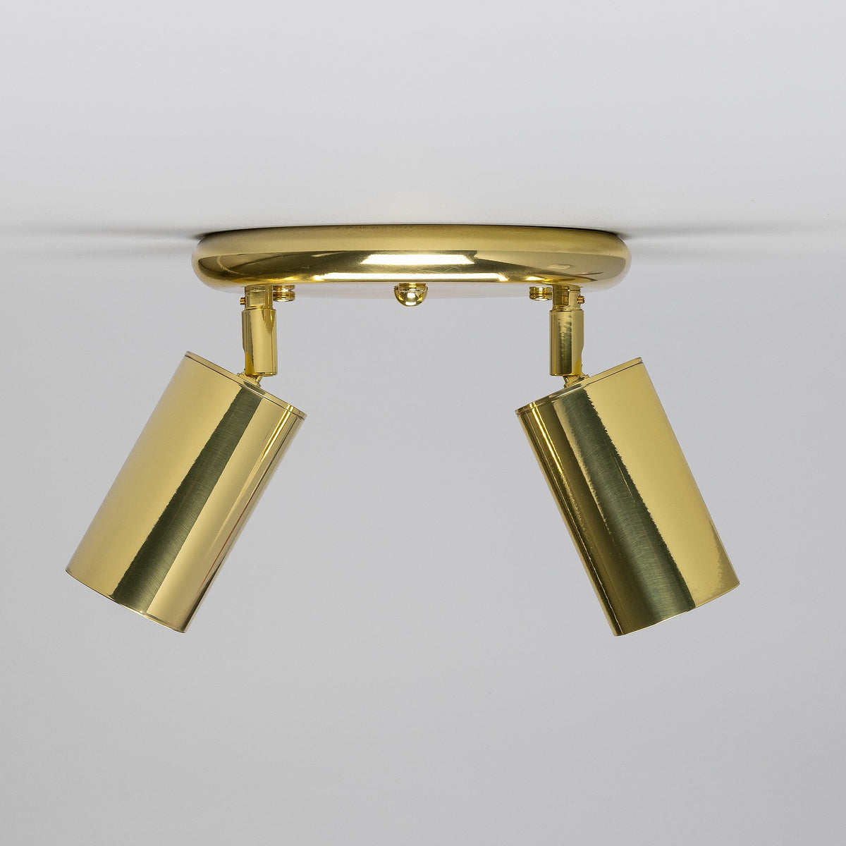 Mullan Evanston two light directional ceiling spotlight in polished brass