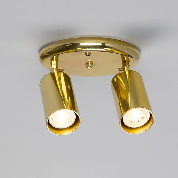 Evanston Two Light Directional Brass Ceiling Spotlight in Polished Brass