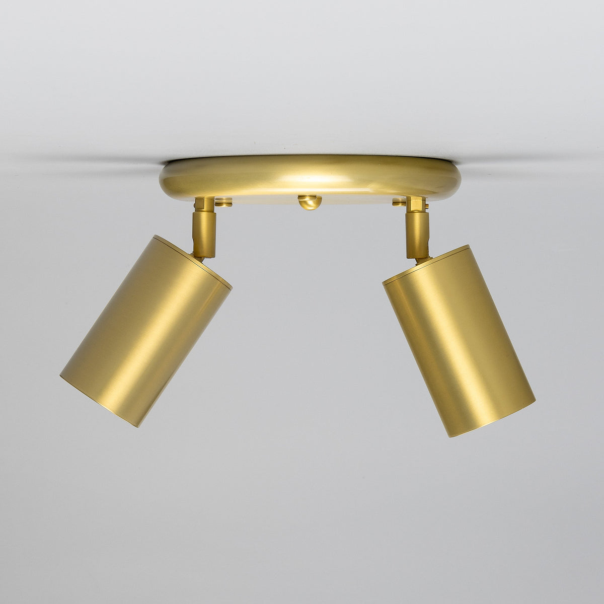 Mullan Evanston two light directional ceiling spotlight in satin brass