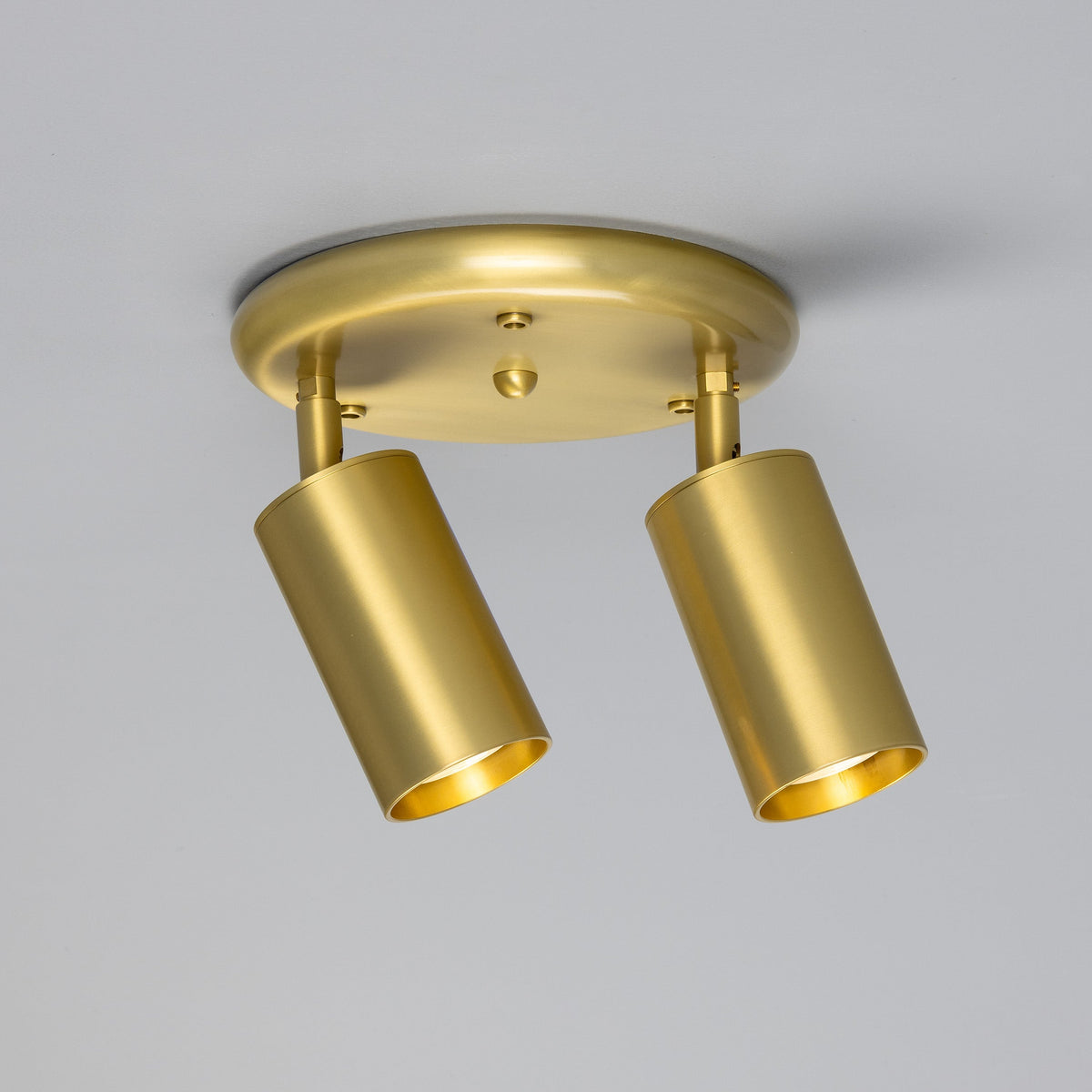 Mullan Evanston two light directional ceiling spotlight in satin brass
