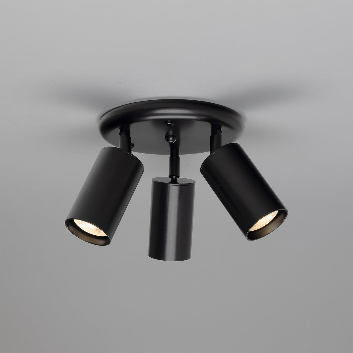 Evanston Three Light Directional Brass Ceiling Spotlight in Matte Black