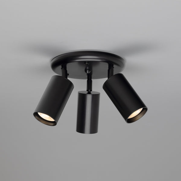 Evanston Three Light Directional Brass Ceiling Spotlight in Matte Black