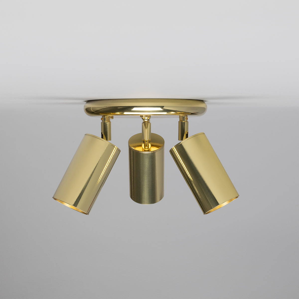 Evanston Three Light Directional Brass Ceiling Spotlight in Polished Brass