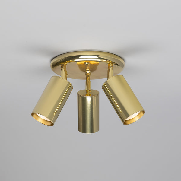 Evanston Three Light Directional Brass Ceiling Spotlight in Polished Brass