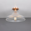 Mono 30cm Vintage Flush Ceiling Light in Polished Copper with Prismatic Glass Shade