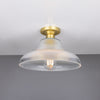 Mono 30cm Vintage Flush Ceiling Light in Satin Brass with Prismatic Glass Shade