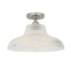 Mono 30cm Vintage Flush Ceiling Light in Satin Chrome with Prismatic Glass Shade