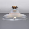 Mono 40cm Vintage Flush Ceiling Light in Antique Brass with Prismatic Glass Shade