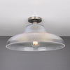 Mono 40cm Vintage Flush Ceiling Light in Antique Silver with Prismatic Glass Shade