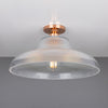 Mono 40cm Vintage Flush Ceiling Light in Polished Copper with Prismatic Glass Shade