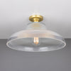 Mono 40cm Vintage Flush Ceiling Light in Satin Brass with Prismatic Glass Shade