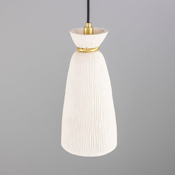 Parva IP44 Single Drop Ceramic Bathroom Pendant Light with Satin Brass Detailing