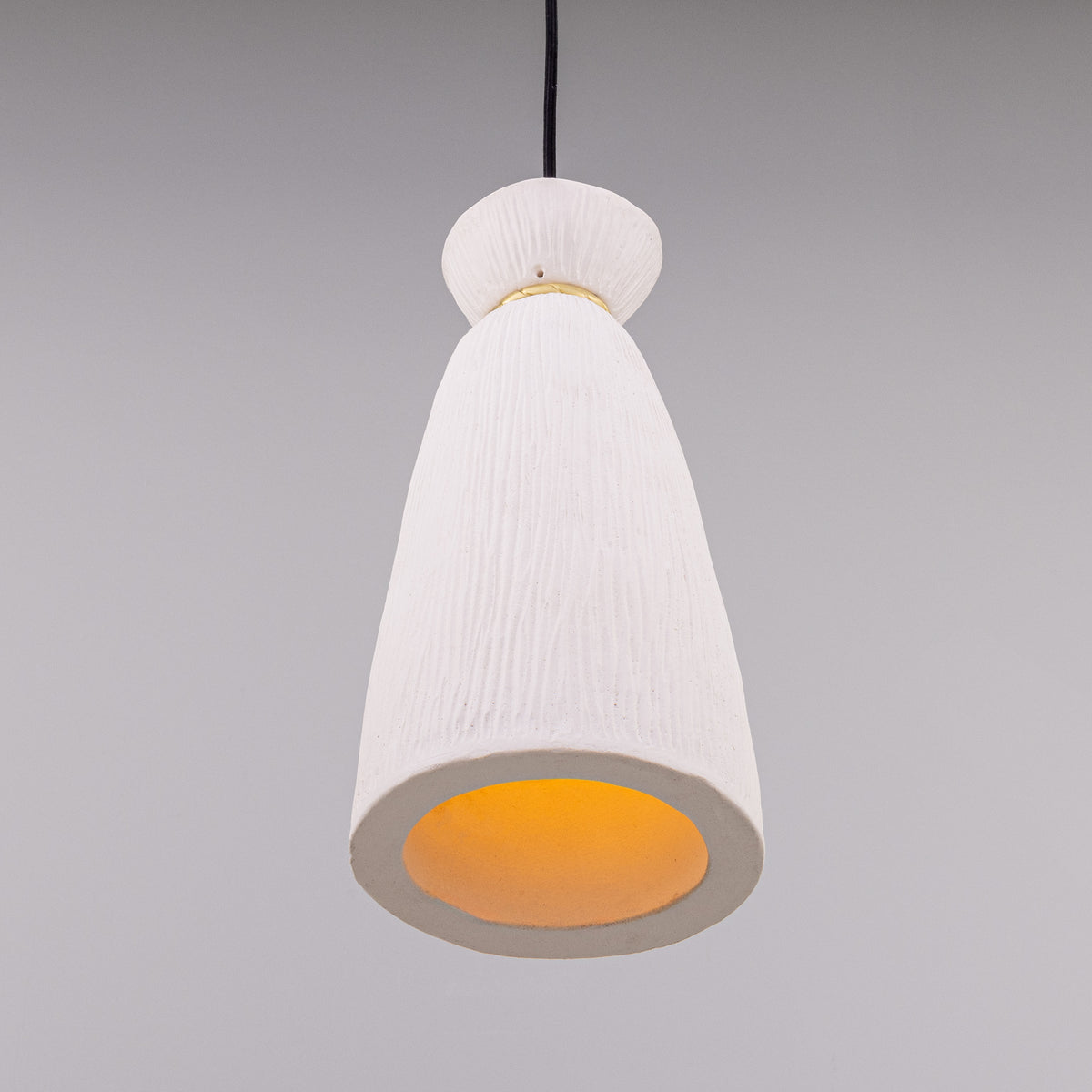 Parva IP44 Single Drop Ceramic Bathroom Pendant Light with Satin Brass Detailing