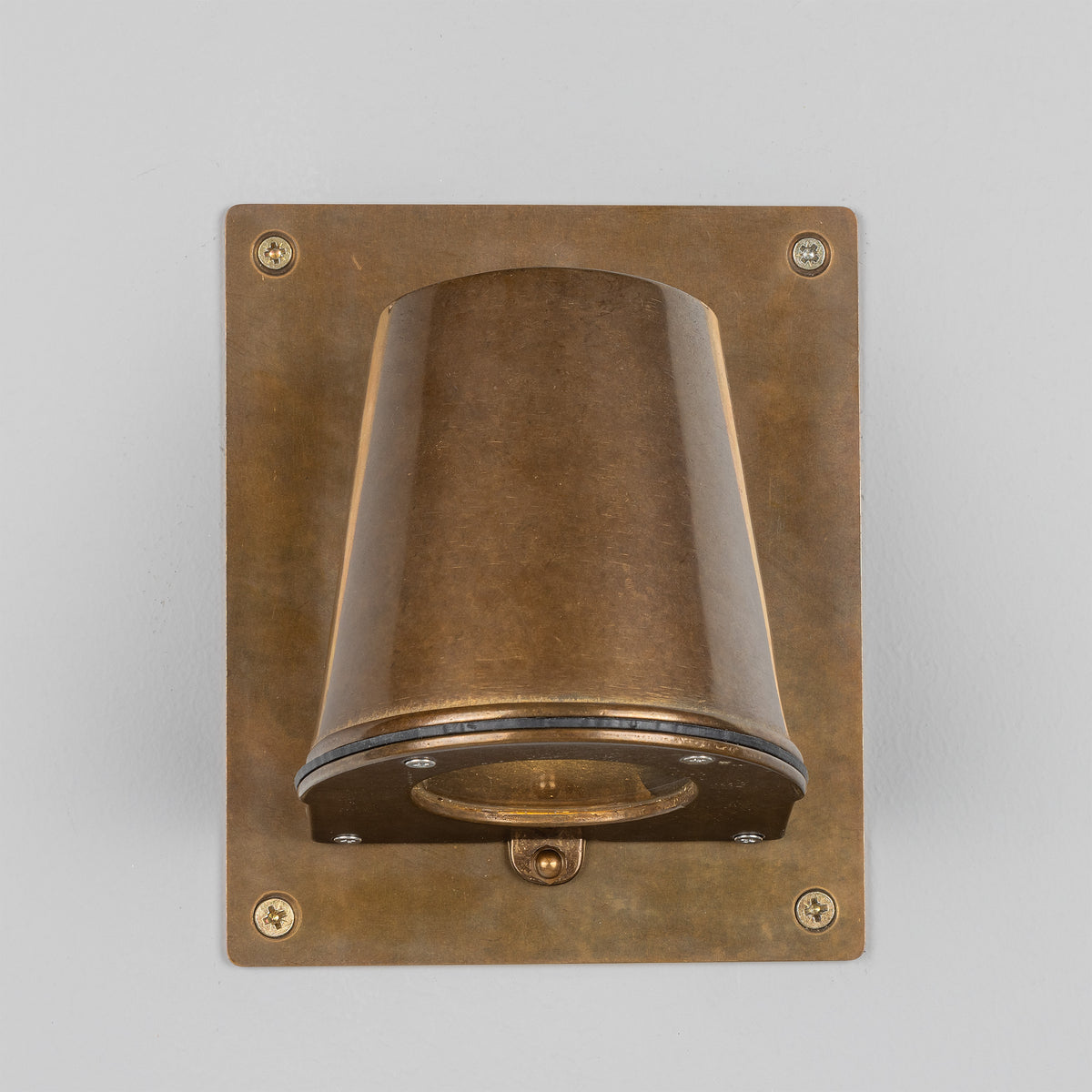Wade IP54 Outdoor Brass Spotlight with Back Plate in Antique Brass