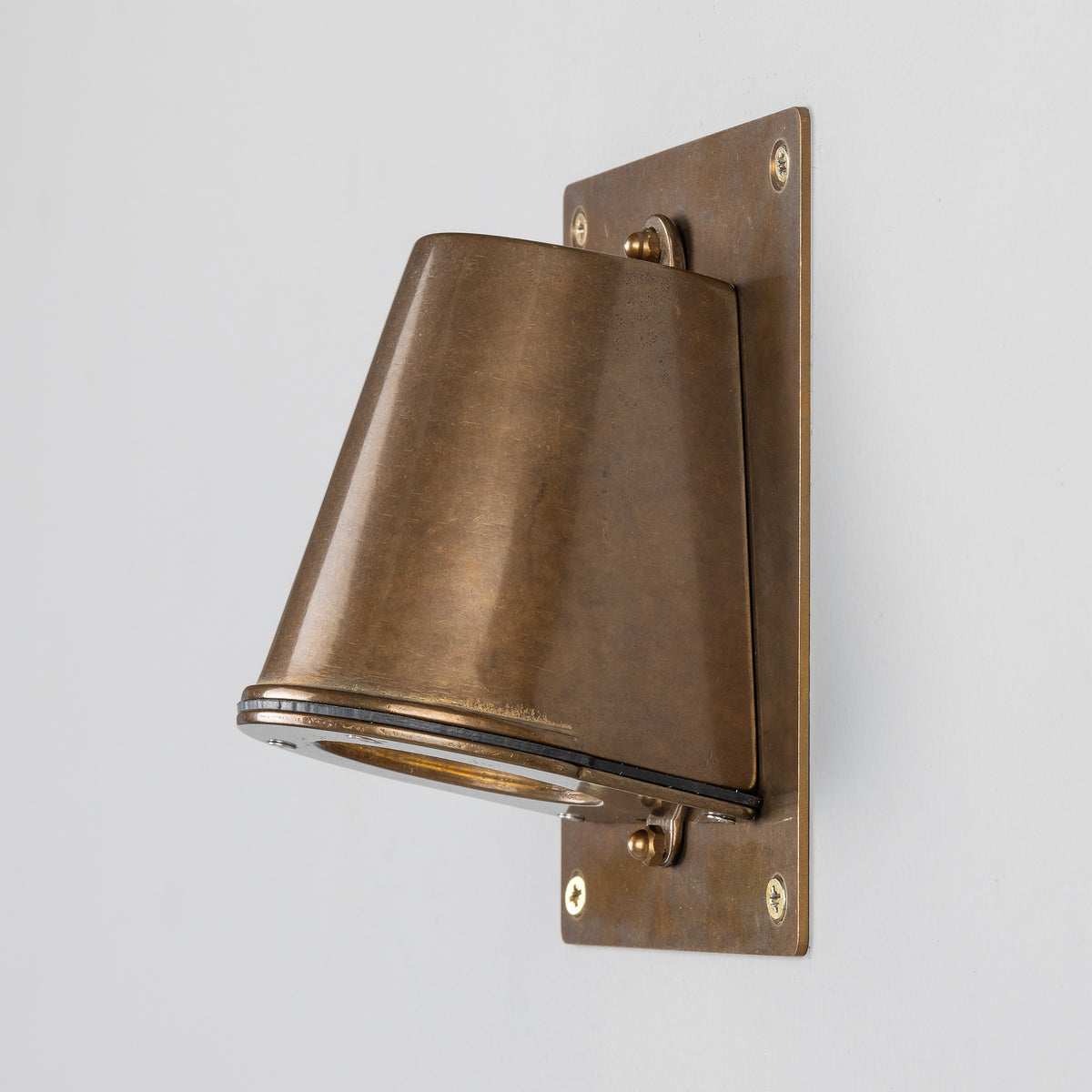 Wade IP54 Outdoor Brass Spotlight with Back Plate in Antique Brass