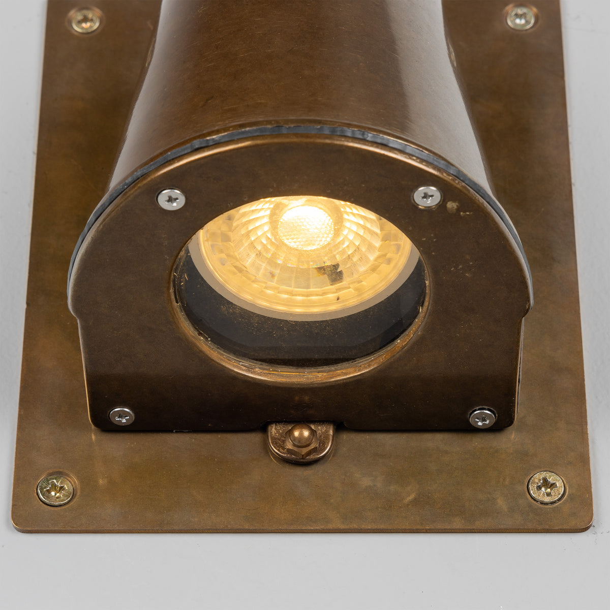 Wade IP54 Outdoor Brass Spotlight with Back Plate in Antique Brass