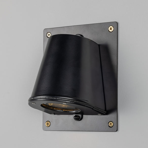 Wade IP54 Outdoor Brass Spotlight with Back Plate in Matte Black