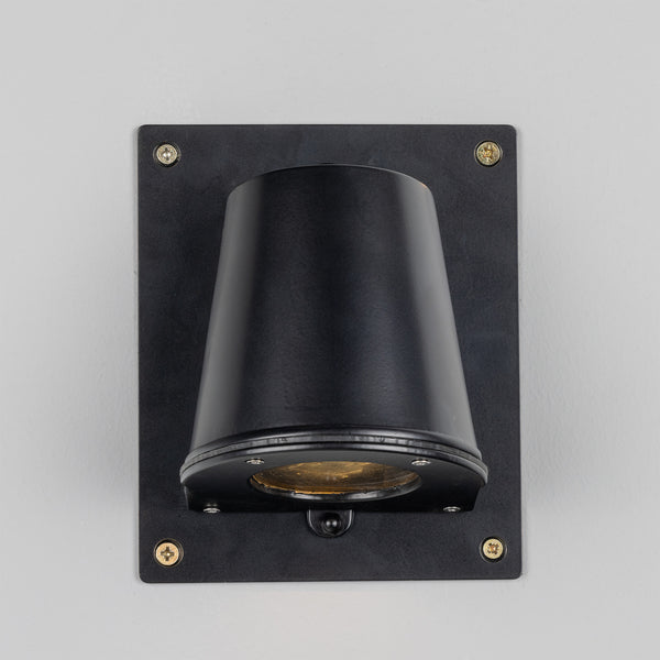 Wade IP54 Outdoor Brass Spotlight with Back Plate in Matte Black