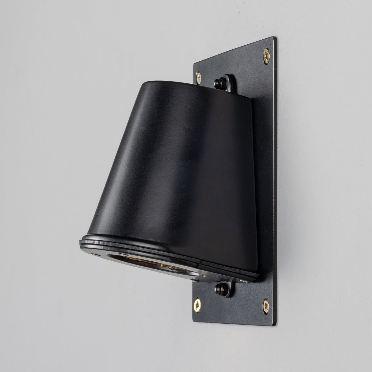 Wade IP54 Outdoor Brass Spotlight with Back Plate in Matte Black