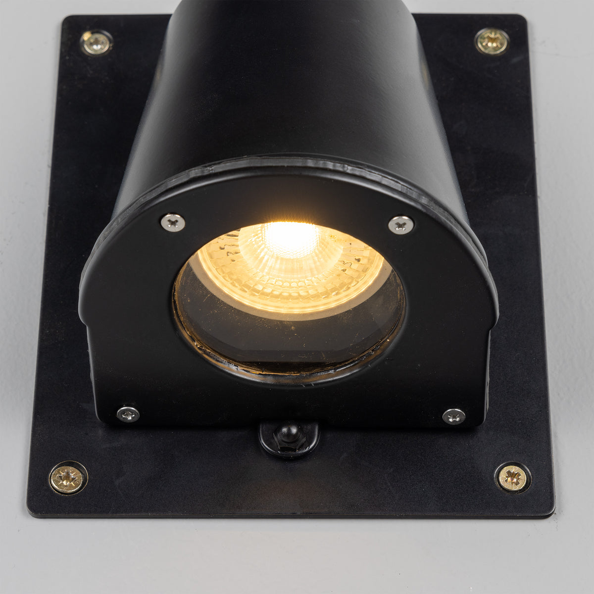 Wade IP54 Outdoor Brass Spotlight with Back Plate in Matte Black