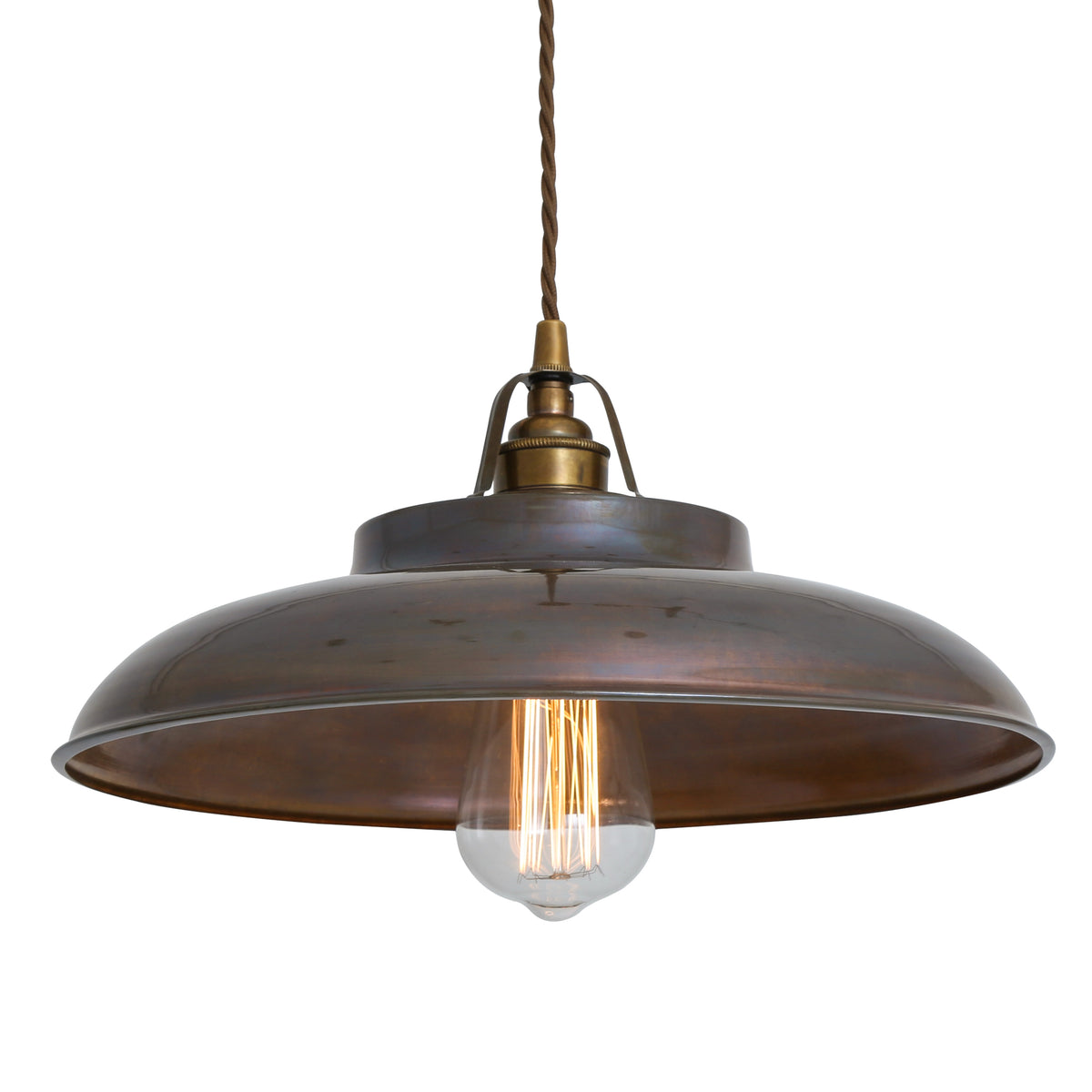 Mullan Telal pendant light in antique brass with an exposed filament bulb